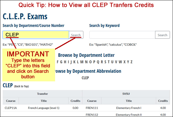 CLEP Transfer viewing instructions